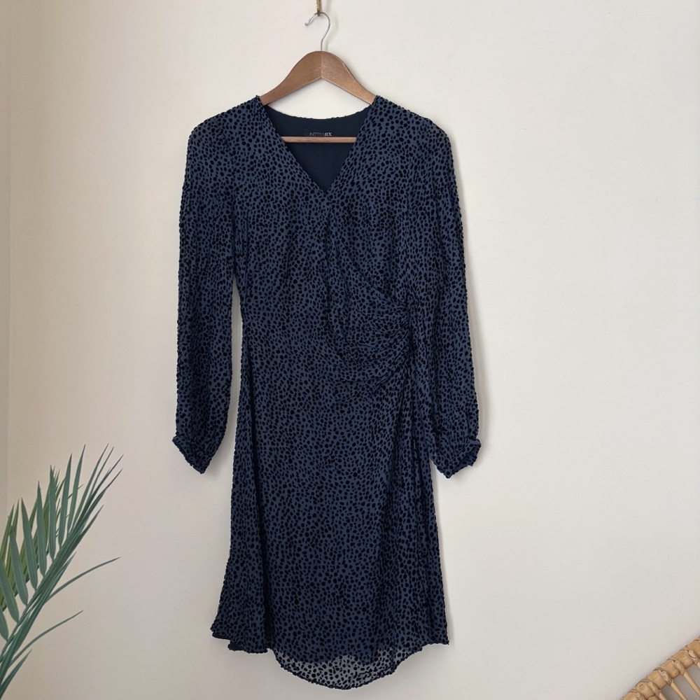 Intermix Joselyn Burnout Velvet Dot Faux Wrap Dress Sz 0 Whimsigoth